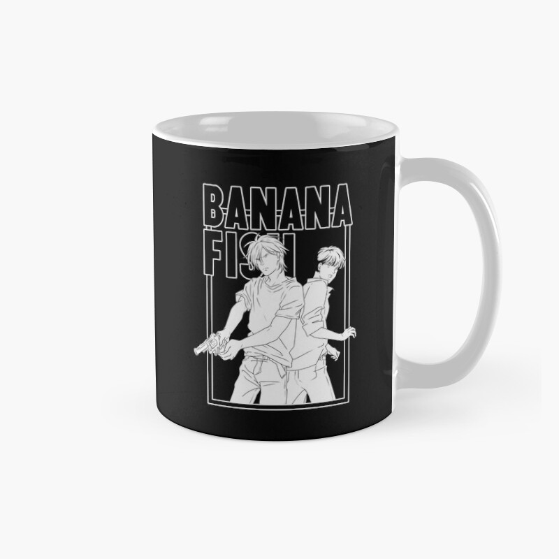 Banana Fish Minimal Black White Couple Mug