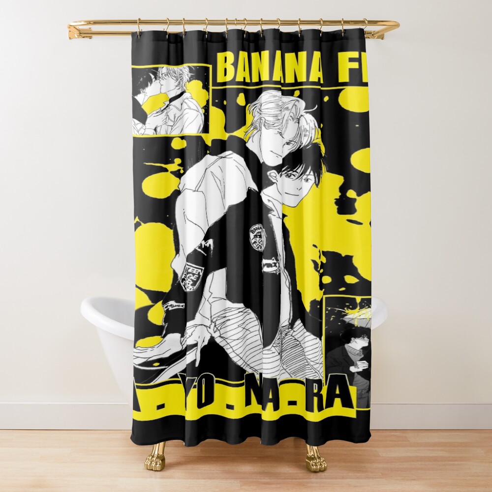 Banana Fish Cute Couple Shower Curtain