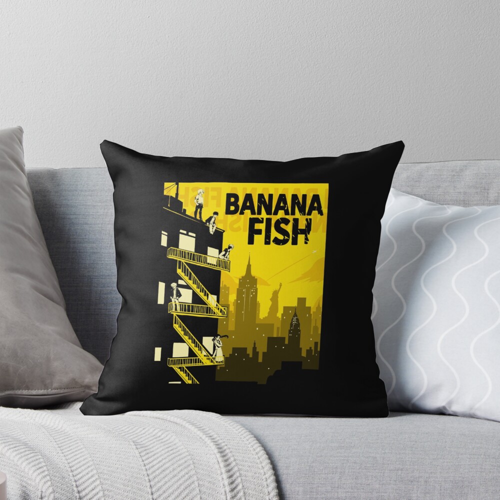 Banana Fish Nyc Skyline Throw Pillow